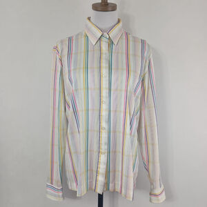 Vintage 70s Sears Women's Multicolored Plaid Plus Size Long Sleeve Top size 20